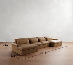 Westwood Roll Arm Deep Seat Leather Double Chaise Sectional