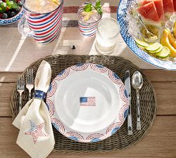 Americana Star Embroidered Cotton/Linen Napkins - Set of 4