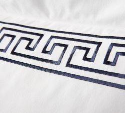 Geo Embroidered Organic Percale Duvet Cover