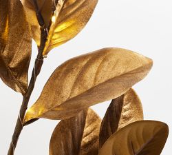 Lit Faux Gold Magnolia Branch