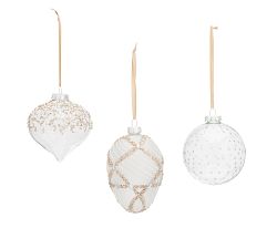 Monique Lhuillier Neve Beaded Glass Ornaments - Set of 3
