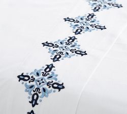 Tile Embroidered Organic Percale Sheet Set