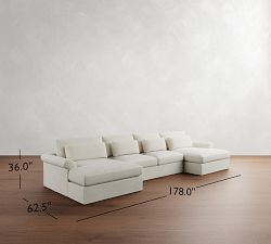 Westwood Roll Arm Deep Seat Slipcovered Double Chaise Sectional (191")