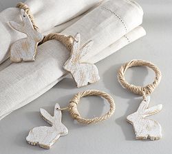Wood Bunny Napkin Ring, Set of 4