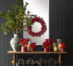 Faux Potted Poinsettias