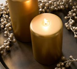 Modern Curved Gold Wax Pillar Candle
