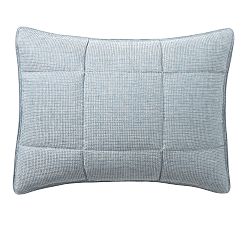 Open Box: European Flax Linen Waffle Comforter Sham, Standard Set of 3 - Chambray