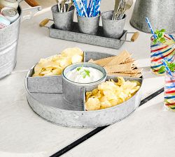 Galvanized Metal Multi Section Serving Platter