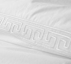 Geo Embroidered Organic Percale Duvet Cover