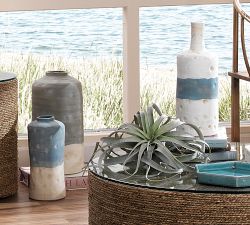 Mallory Blue/White Ceramic Vessels - Set of 3