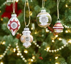 Mercury Glass Mixed Vintage Ornaments - Set of 12