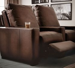 Turner Square Arm Leather Media Chair - Row of 2