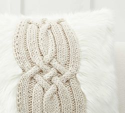 Faux Fur Cable Knit Pillow Cover