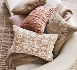 Faux Fur Ruched Lumbar Pillow