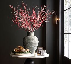 Lit Faux Red Berry Branch