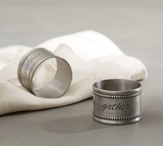 Pewter Sentiment Napkin Ring, Set of 4