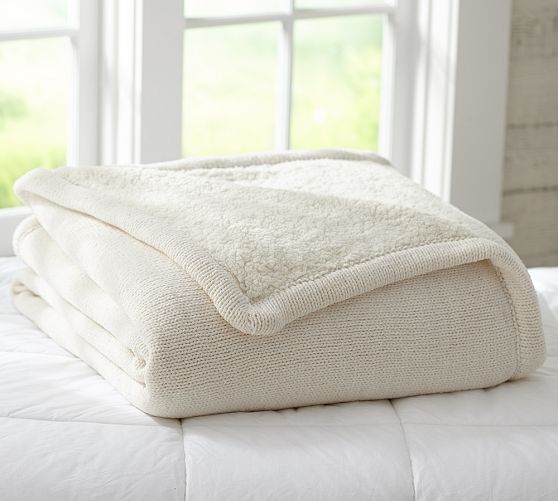 Chenille-Knit Sherpa Blanket
