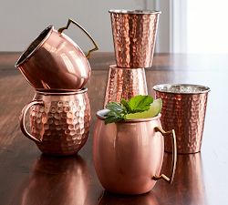 Hammered Copper Moscow Mule Mug, Set of 2