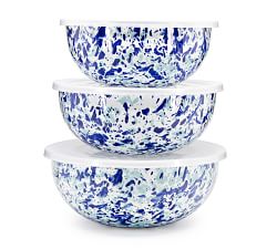 Open Box:Golden Rabbit Enamel Lidded Mixing Bowls - Set of 3