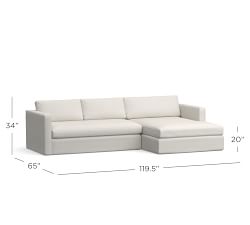 Jake Slipcovered 2-Piece Double Chaise Outdoor Sectional (120")