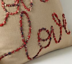 Love Script Reversible Plaid Pillow Cover