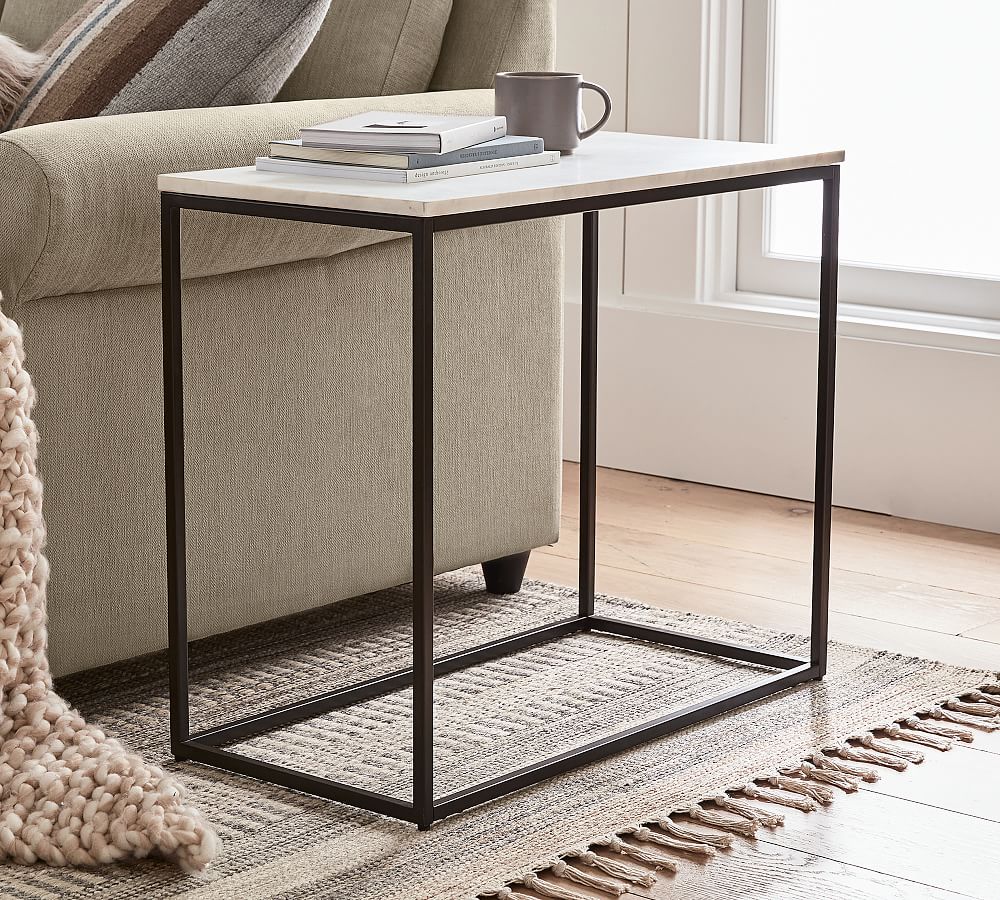 Delaney Rectangular Marble End Table (14") by Pottery Barn