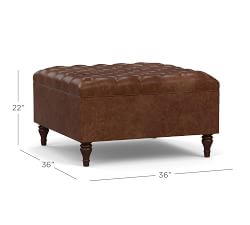 Lorraine Tufted Leather Square Storage Ottoman