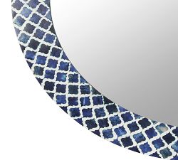 Phoenix Blue Bone Round Wall Mirror