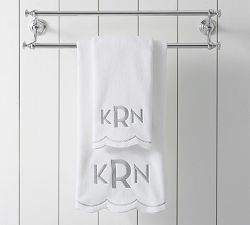 Scalloped Dot Organic Embroidered Towel