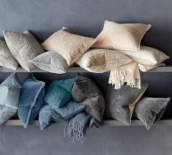 Drew Embroidered Pillow Cover - Indigo