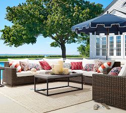 Mahal Block Print Outdoor Lumbar Pillow