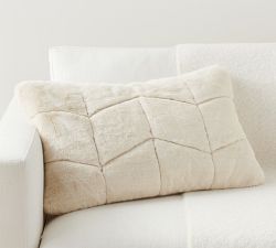 Quilted Alpaca Faux Fur Lumbar Pillow