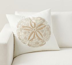 Sand Dollar Embroidered Pillow Cover