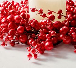 Faux Red Berry Wreath &amp; Garland