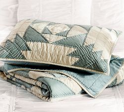 Linen & Silk Patchwork Quilt &amp; Shams