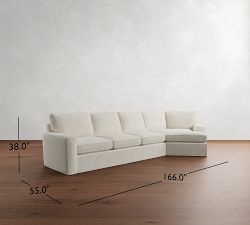 Pearce Square Arm Slipcovered Cuddle Chaise Sectional (133"-163")