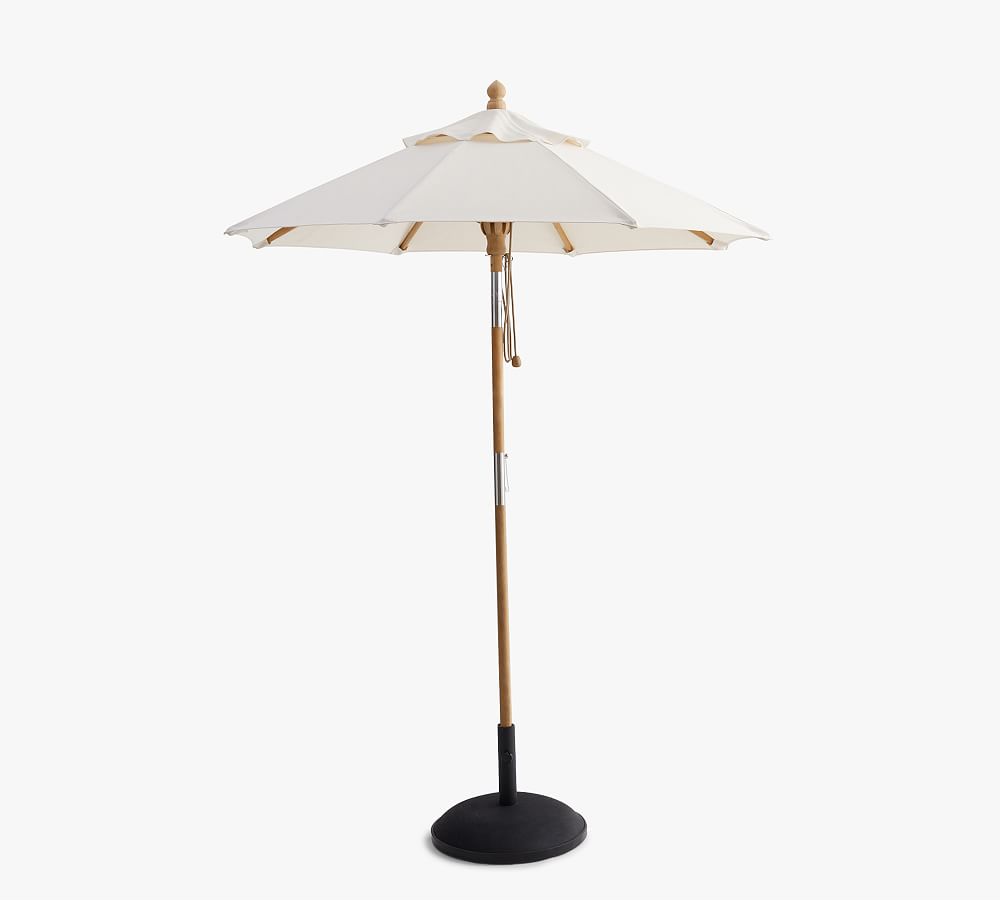 6' Round Outdoor Patio Umbrella - Teak Tilt Frame by Pottery Barn