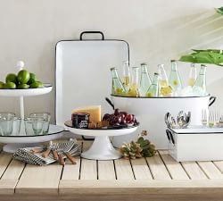 Handcrafted White Enamel Serving Tray