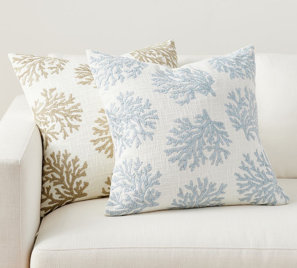 Coral Embroidered Pillow Cover by Pottery Barn