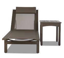 Tropez Faux Teak Single Chaise Lounge, Shadow