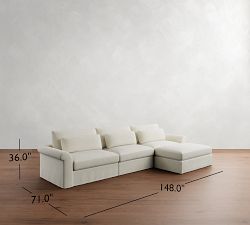 Westwood Roll Arm Deep Seat Slipcovered Modular Chaise Sectional (148")