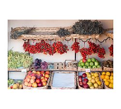 Corner Market in Positano Framed Print By Rebecca Plotnick