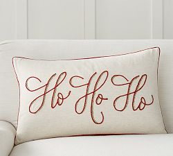 Ho Ho Ho Embroidered Pillow Cover