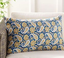 Mahal Block Print Outdoor Lumbar Pillow