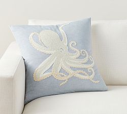 Octopus Embroidered Pillow Cover