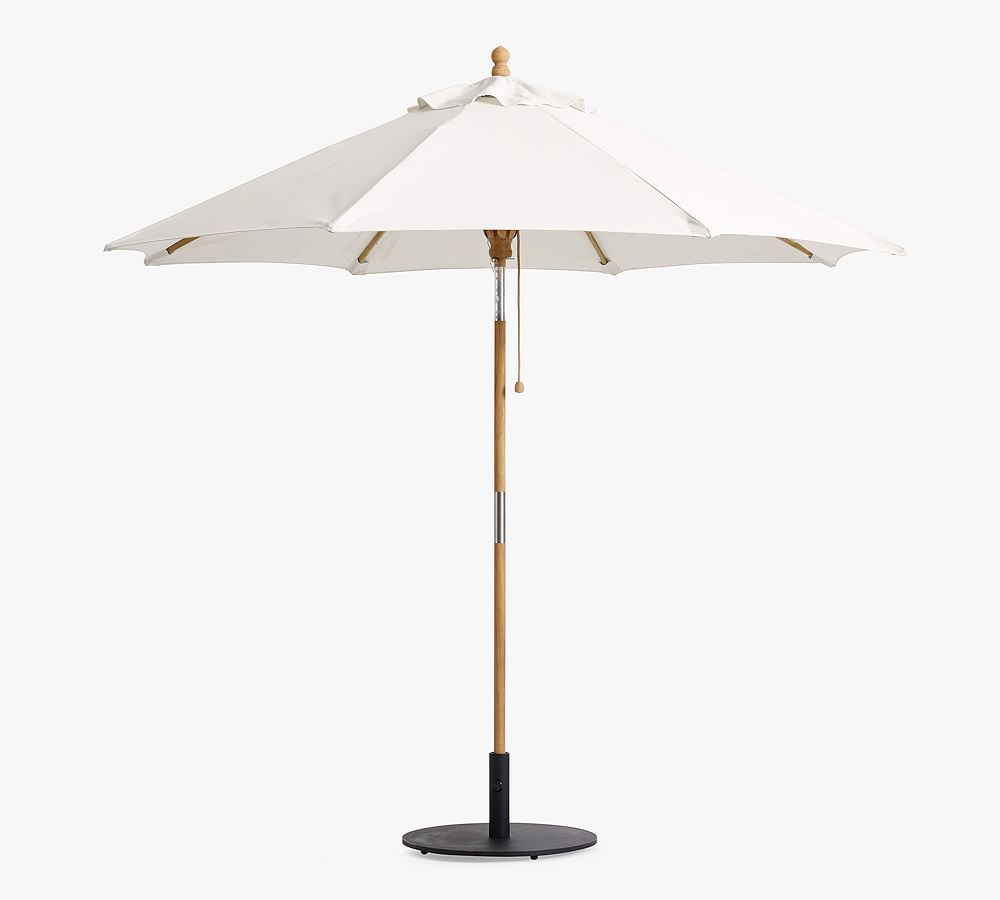 9' Round Outdoor Patio Umbrella - Teak Tilt Frame by Pottery Barn