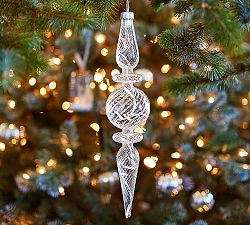 Lit Twist Glass Ornament - Long Finial