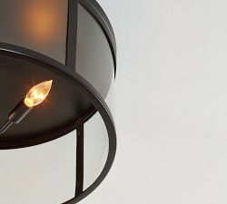 Manor Glass &amp; Iron Round Flush Mount (16"-20")