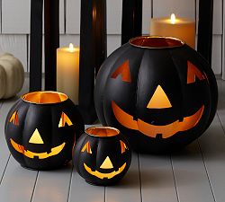 Metal Jack-O-Lantern Candle Holder