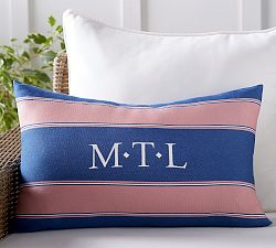 Outdoor Personalized Alessandra Striped Lumbar Pillow